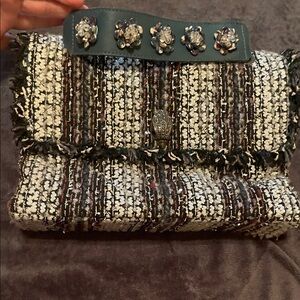 Kurt Geiger Black and White Tweed Crossbody Bag